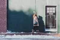 woman walking in snow