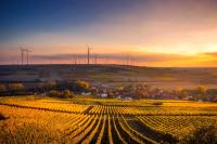 Image: windmills on the horizon of farmland. Title: Verizon Sets Major New Clean Energy Goal in Response to Pressure From More Than 30,000 Consumers