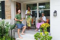 Rob Greenfield, a zero waste advocate, sharing homegrown food with neighbors in Orlando, Florida.