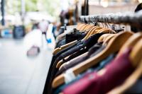 Image: rack of clothes, potentially toxic textiles