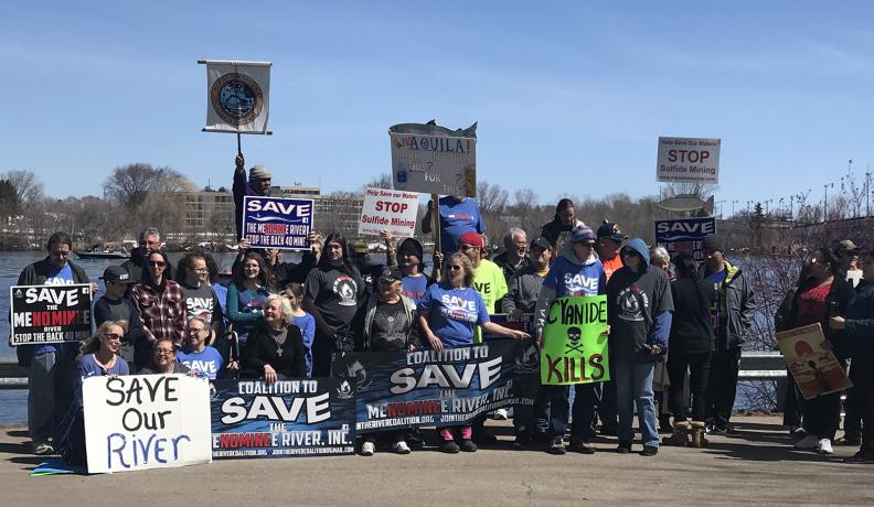 protesters in Marinette, WI