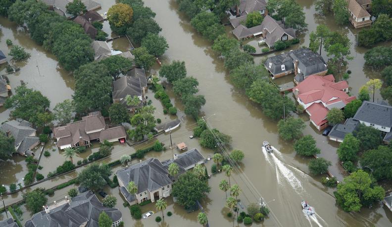 Hurricane Harvey flooded neighborhoods in Houston suburbs.