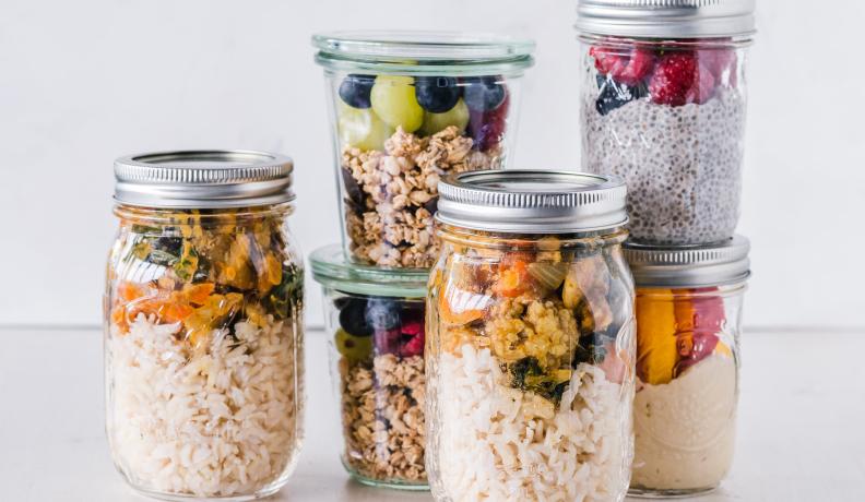 food prepared in mason jars