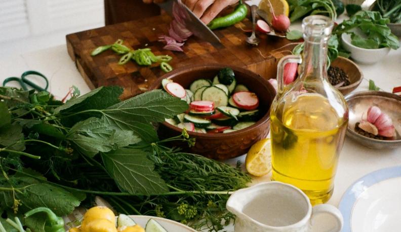 chopping vegetables