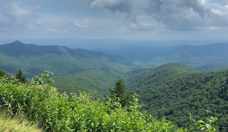 a panoramic shot of the blue ridge mountains.