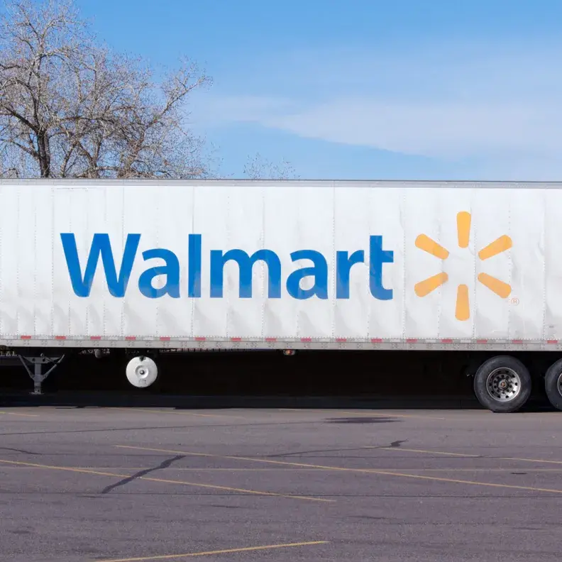 Image: Walmart tractor trailer. Topic: How Walmart Hurts Your Community