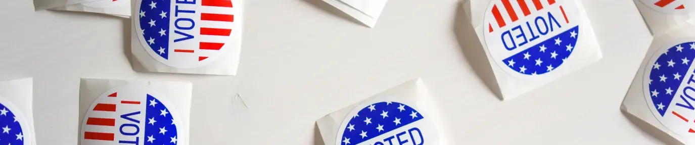 Image: "I Voted" stickers. Topic: 5 Actions to Take to Ensure Our Votes are Counted