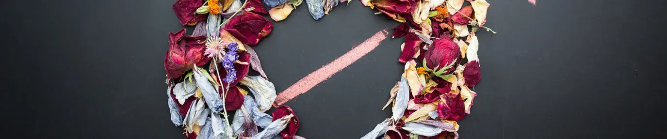 heart made of dried flowers