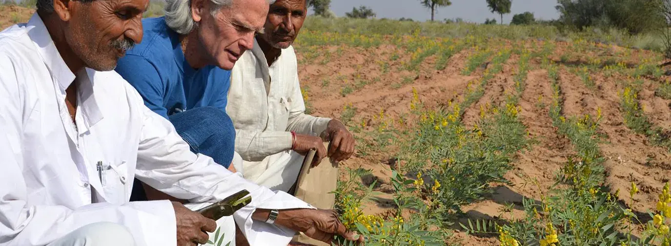 Traditional Medicinals co-founder and chief visionary officer Drake Sadler visits a producer group in India | Photo from Traditional Medicinals