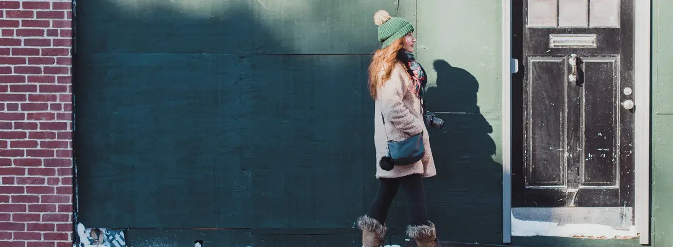 woman walking in snow