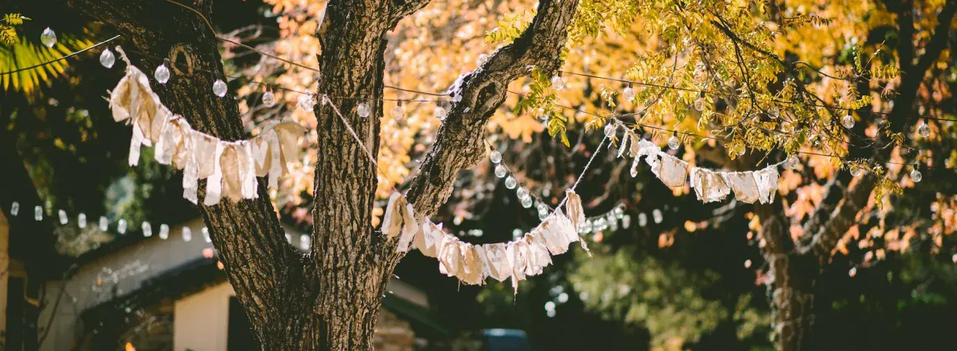 Image: wedding tables. Title: Sustainable Wedding Gifts