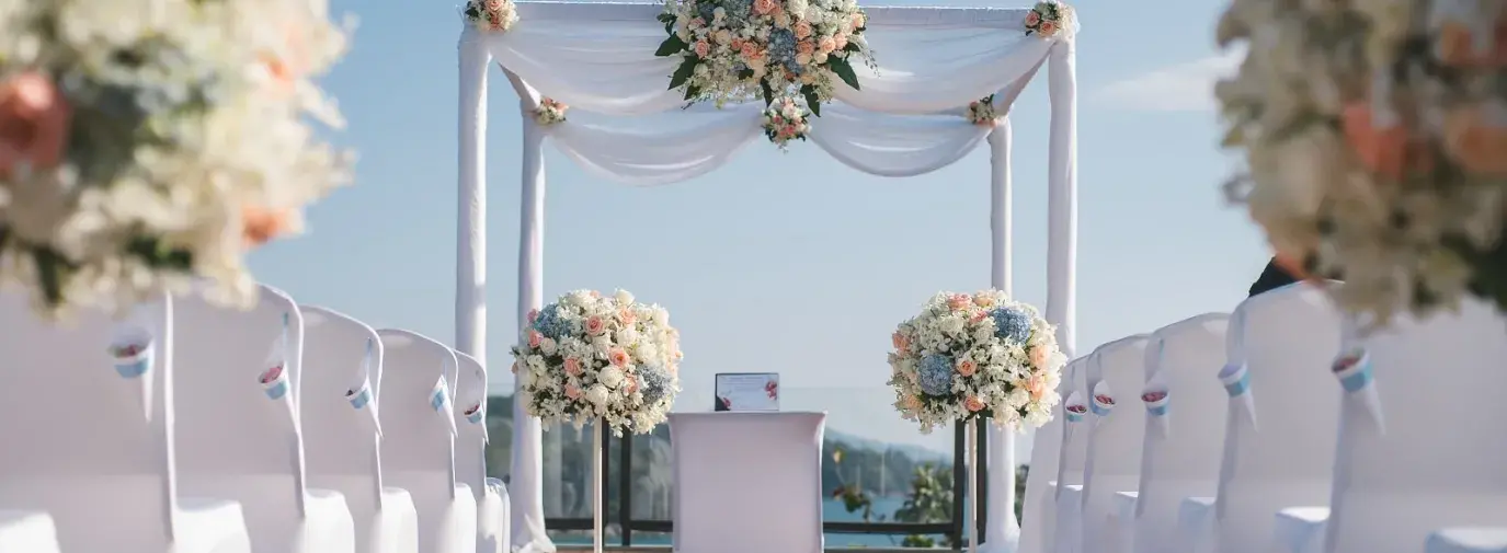 Image: wedding aisle, chairs, and alter. Title: Green Weddings (and More) 