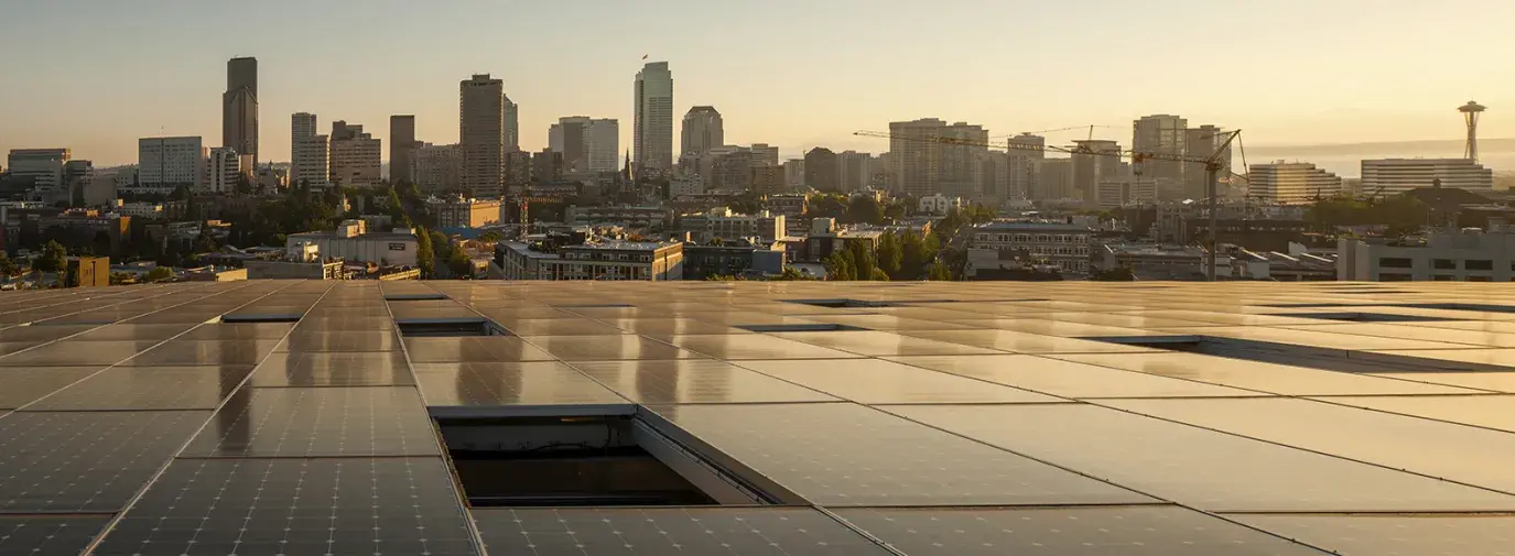 Image: view from the roof of the Bullitt center. Topic: A Living Building Challenge? Accepted!