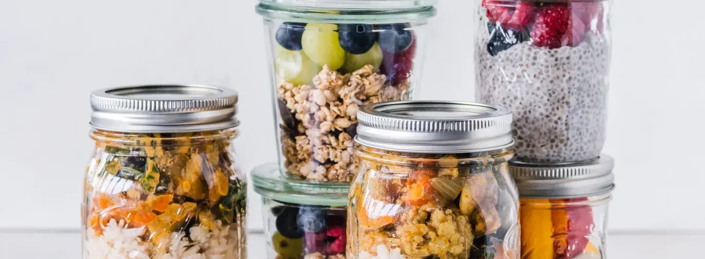 food prepared in mason jars