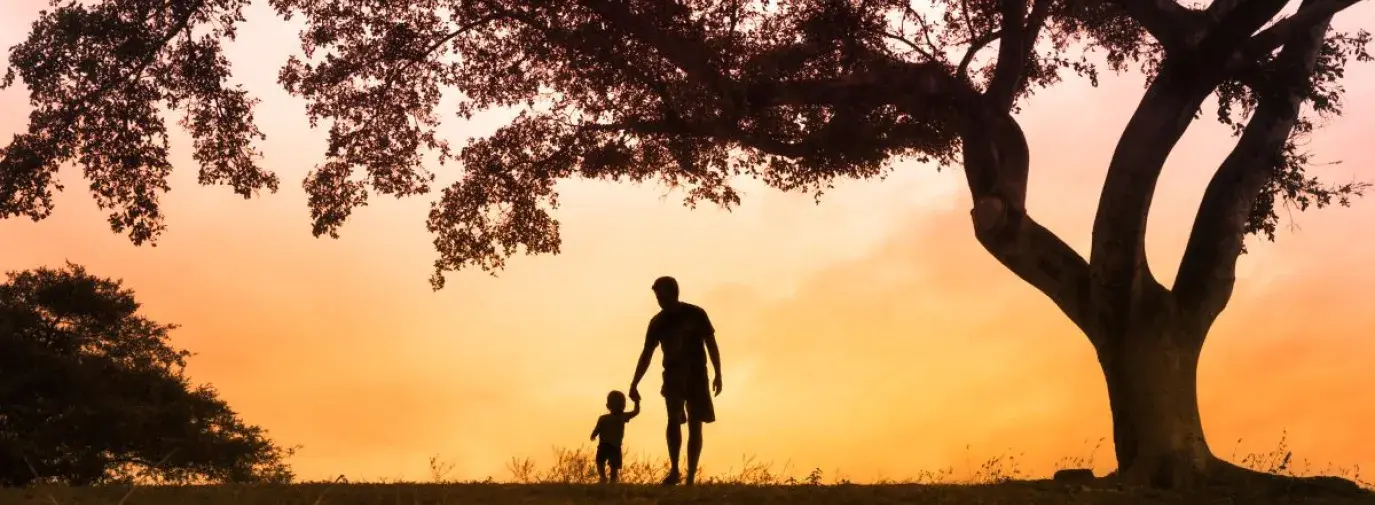 father and sun silhouette during sunset