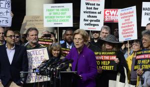 Elizabeth Warren speaks at a CFPB event