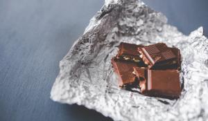 Image: chocolate bar on tinfoil. Topic: How Does Green America's Chocolate Scorecard Work?