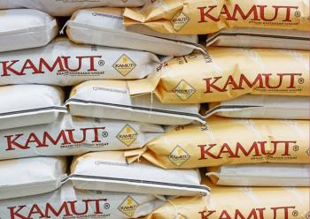 Image: stacks of Kamut wheat bags. Title: Grains As Thy Medicine?