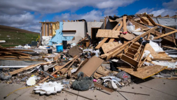 Destroyed house from storms in Iowa