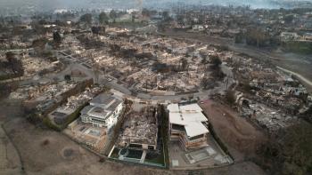 Burned out homes after the Pacific Palisades fire in Southern California on January 10, 2025.